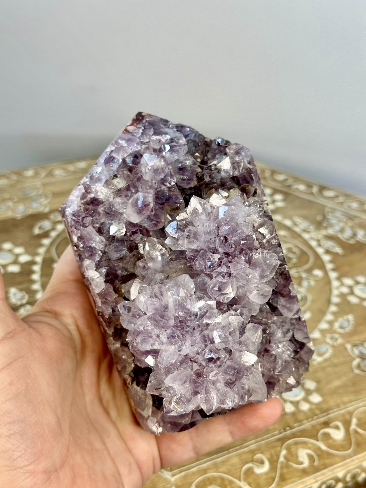 Won Unique Pink Amethyst Tower with beautiful Amethyst ‘flower’ formations