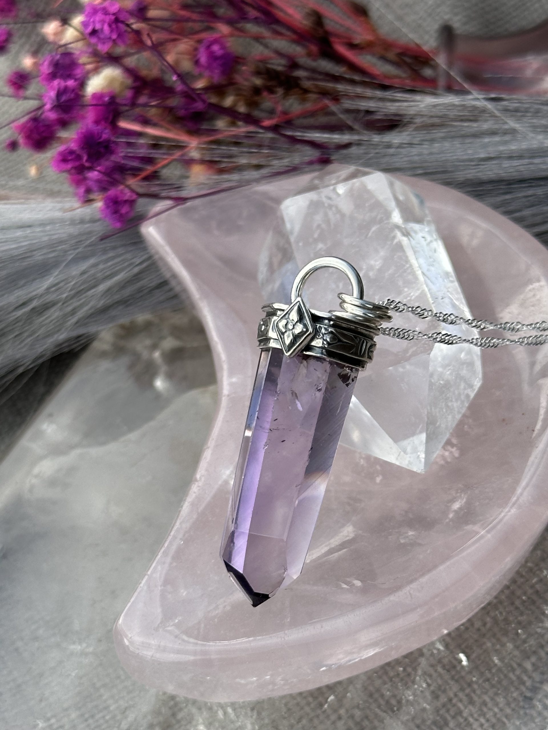 Won Handmade Sterling Silver Amethyst Point Necklace by Thayva Designs