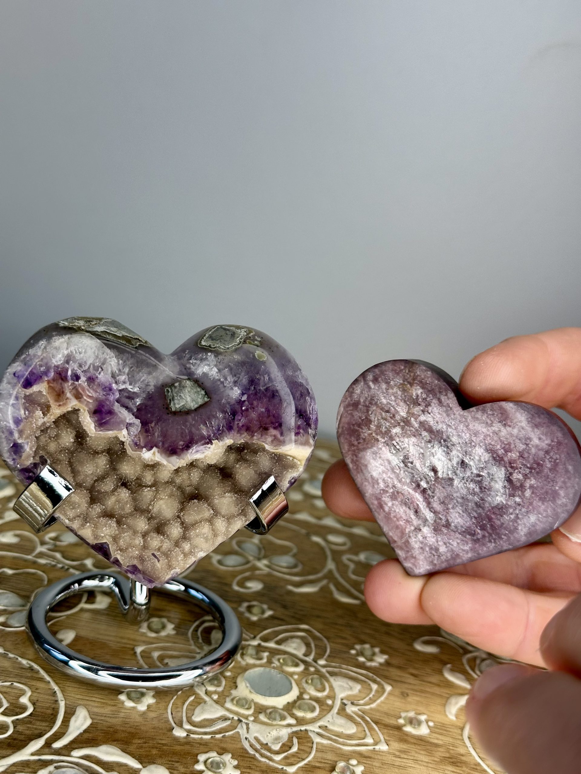 Won Heart Bundle – Pink Amethyst and Lepidolite Mica